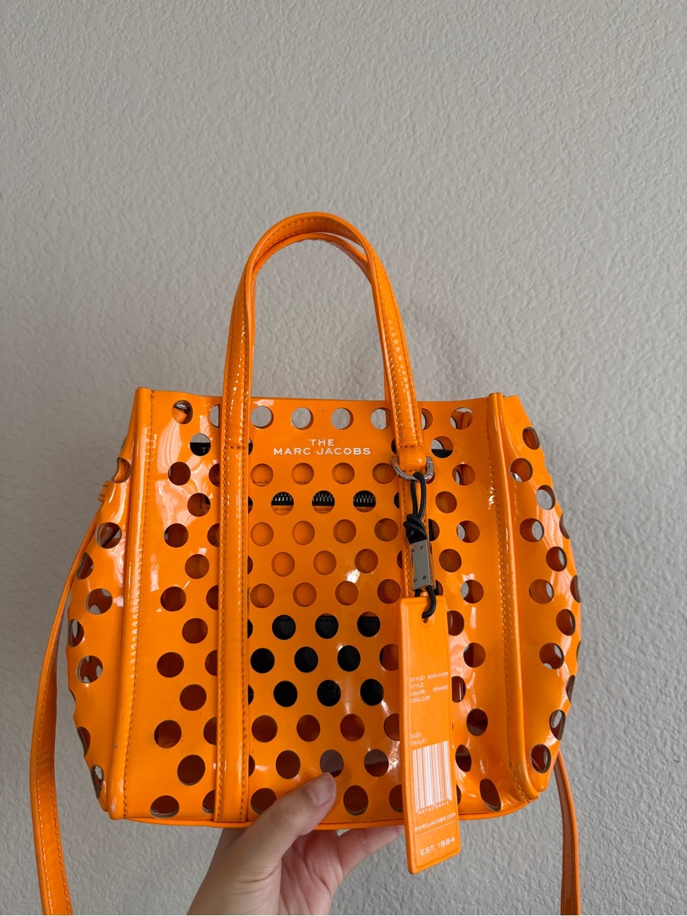 Marc Jacobs Orange Perforated Patent Tote